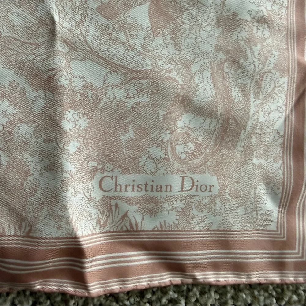 Dior Cream and Brown Silk Scarf